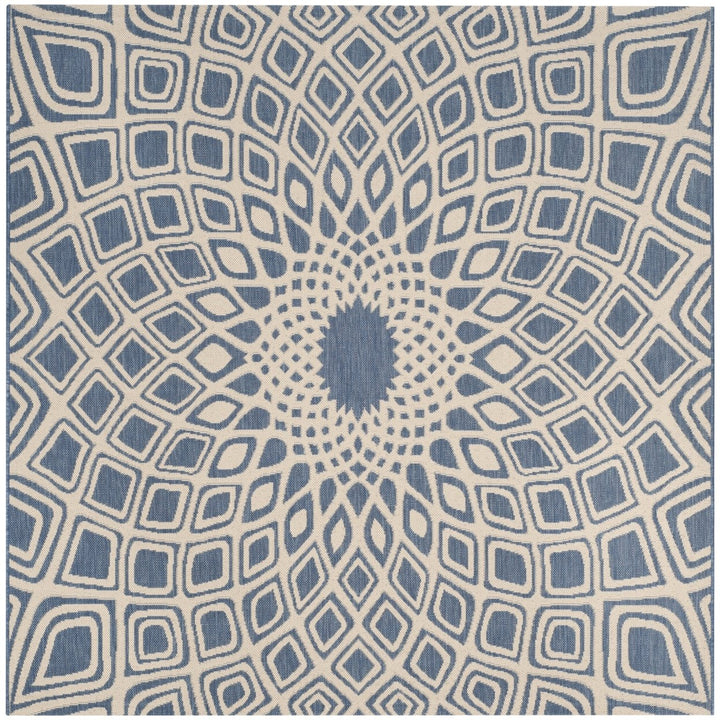 SAFAVIEH Outdoor CY6616-23321 Courtyard Blue / Beige Rug Image 1