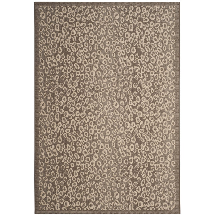 SAFAVIEH Outdoor CY6659-07921 Courtyard Dark Beige / Beige Rug Image 1