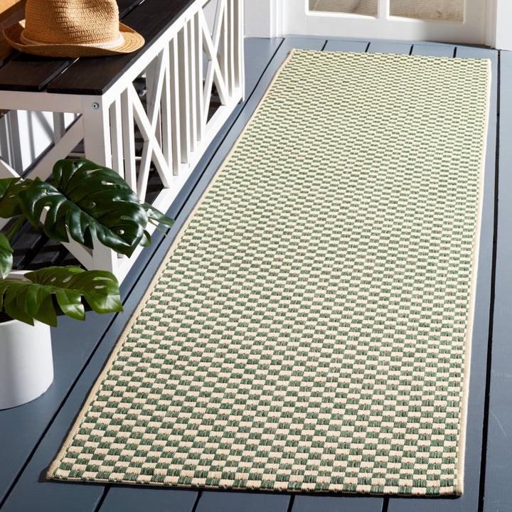 SAFAVIEH Outdoor CY6653-32221 Courtyard Dark Green / Beige Rug Image 3