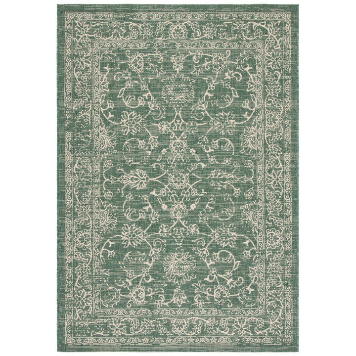 SAFAVIEH Outdoor CY6680-32221 Courtyard Dark Green / Beige Rug Image 3