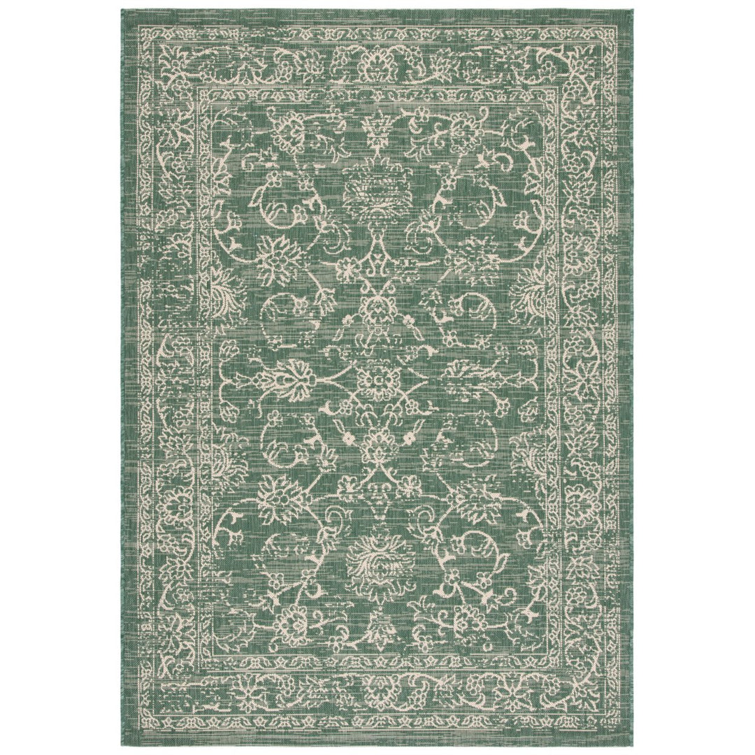 SAFAVIEH Outdoor CY6680-32221 Courtyard Dark Green / Beige Rug Image 1