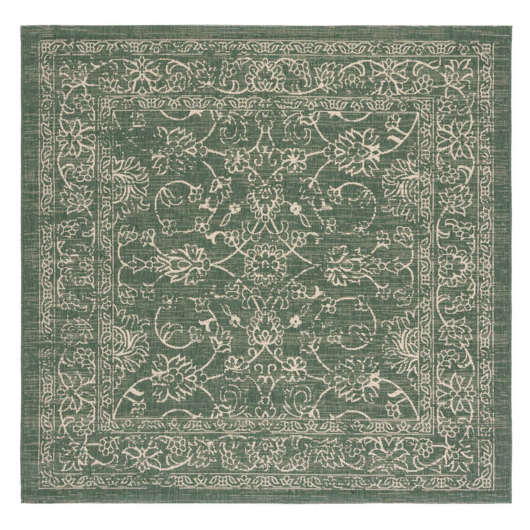 SAFAVIEH Outdoor CY6680-32221 Courtyard Dark Green / Beige Rug Image 1