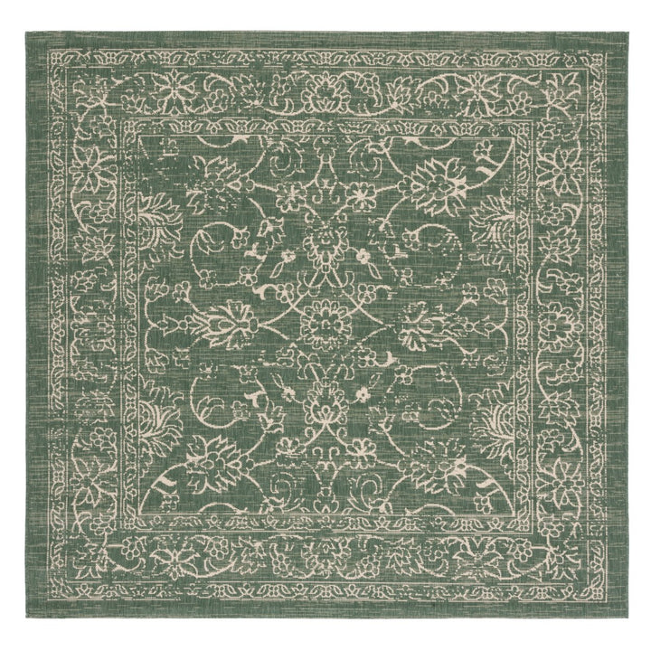 SAFAVIEH Outdoor CY6680-32221 Courtyard Dark Green / Beige Rug Image 1