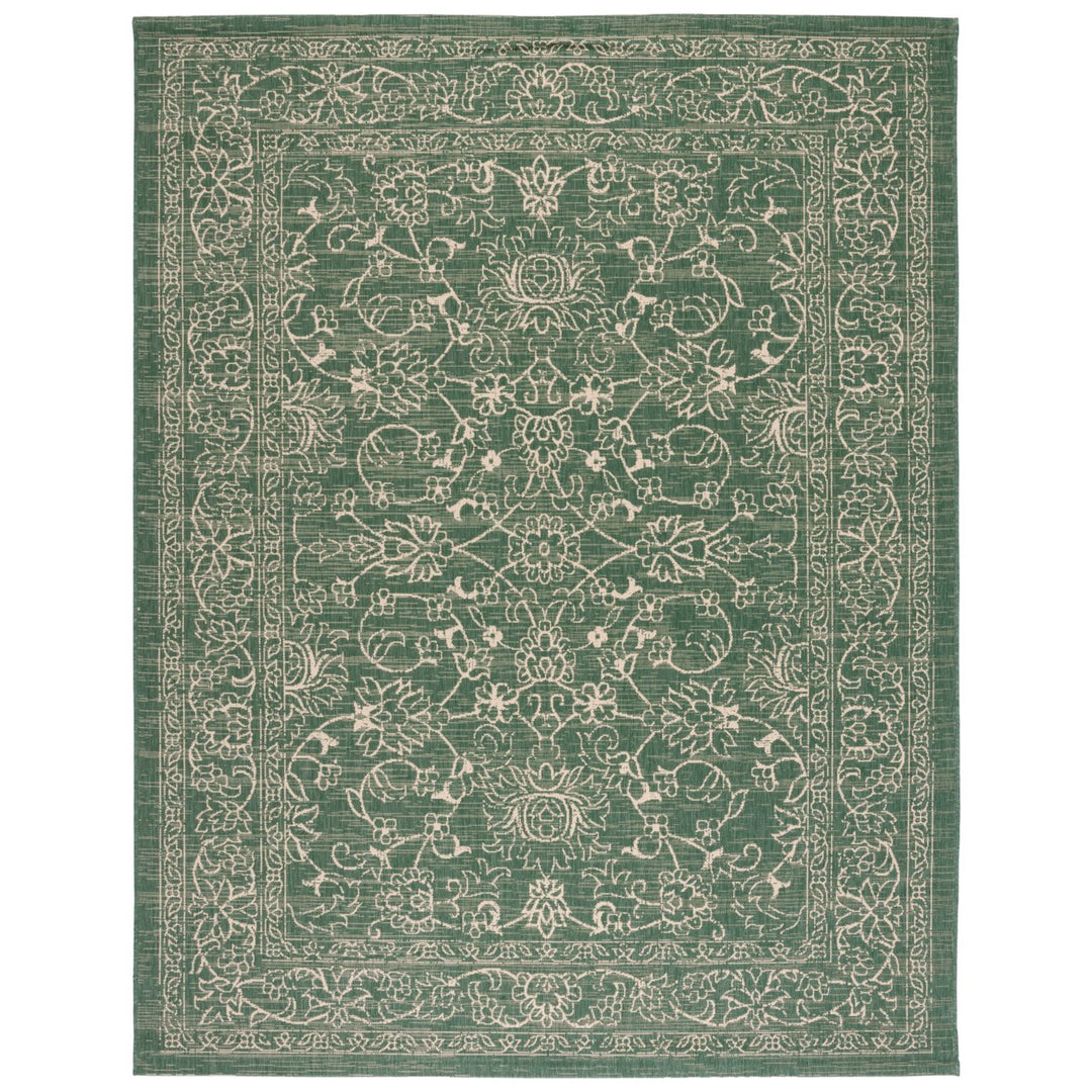 SAFAVIEH Outdoor CY6680-32221 Courtyard Dark Green / Beige Rug Image 1