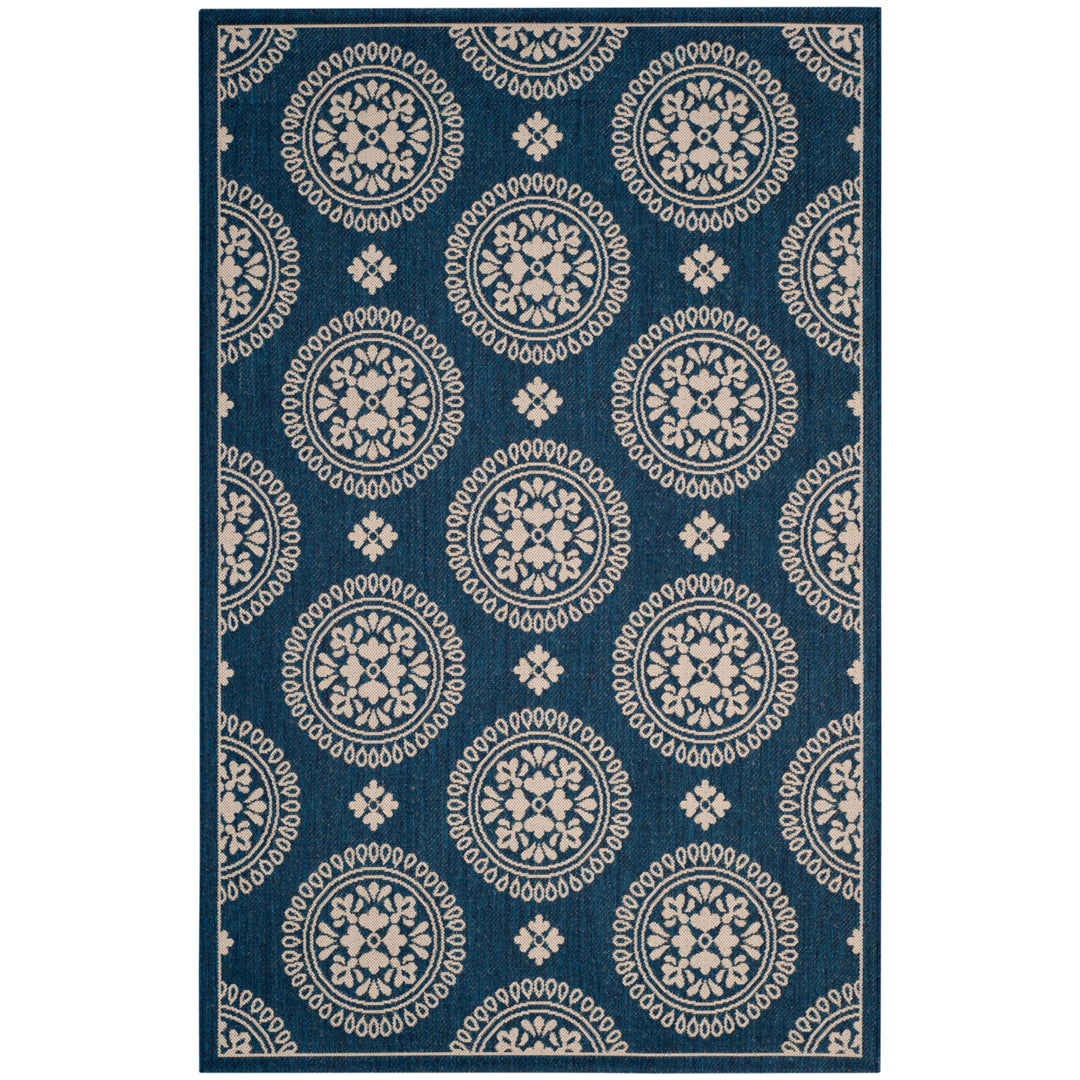 SAFAVIEH Outdoor CY6716-258 Courtyard Collection Navy Rug Image 1