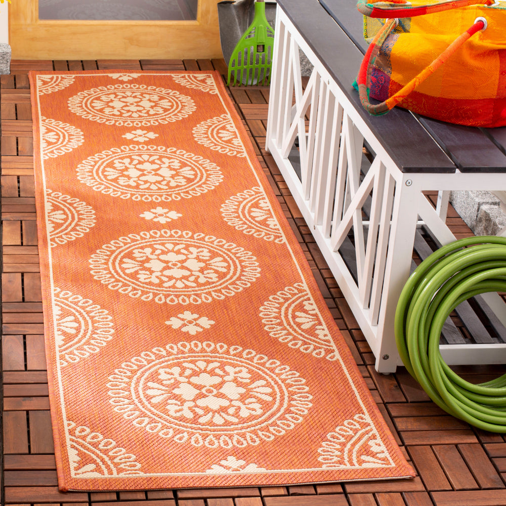 SAFAVIEH Outdoor CY6716-231 Courtyard Collection Terracotta Rug Image 2