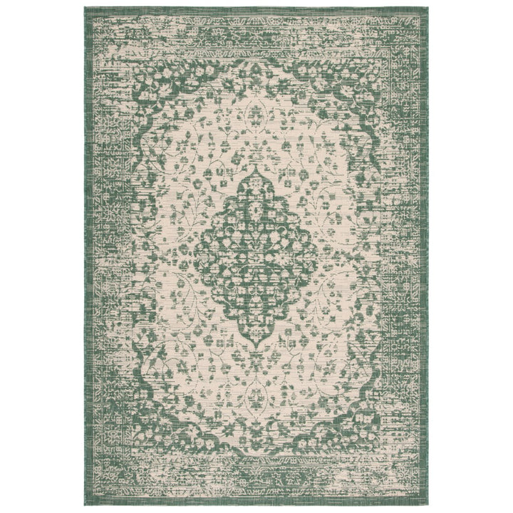 SAFAVIEH Outdoor CY6720-32212 Courtyard Beige / Dark Green Rug Image 1