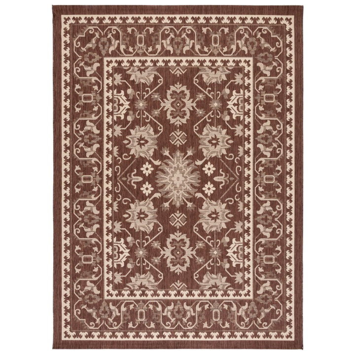 SAFAVIEH Outdoor CY6727-204 Courtyard Chocolate / Cream Rug Image 1