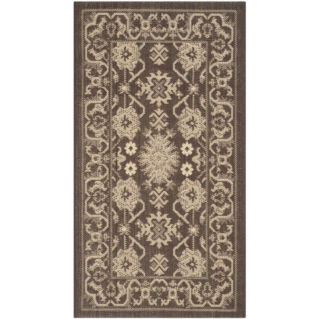 SAFAVIEH Outdoor CY6727-204 Courtyard Chocolate / Cream Rug Image 1