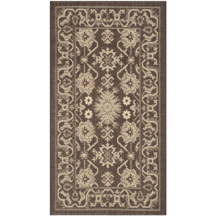 SAFAVIEH Outdoor CY6727-204 Courtyard Chocolate / Cream Rug Image 1