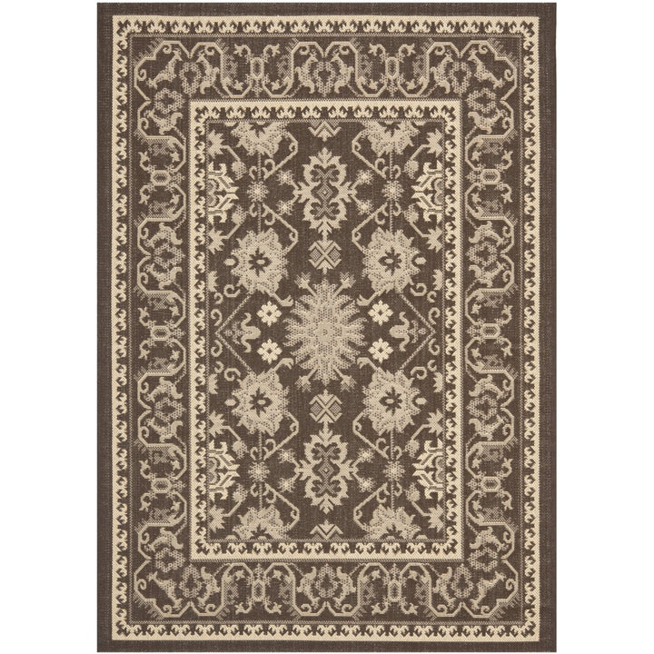 SAFAVIEH Outdoor CY6727-204 Courtyard Chocolate / Cream Rug Image 1