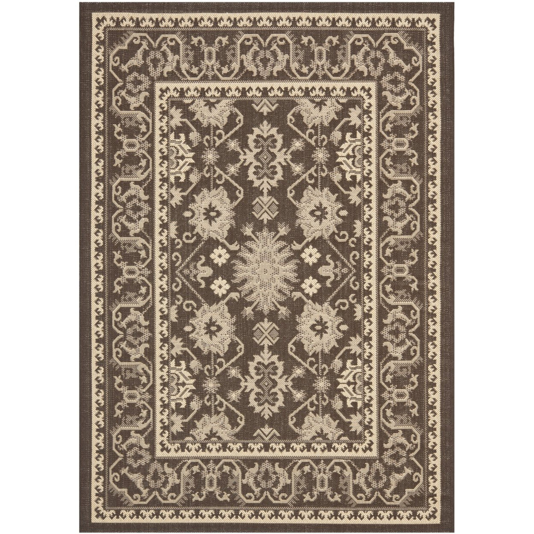 SAFAVIEH Outdoor CY6727-204 Courtyard Chocolate / Cream Rug Image 1