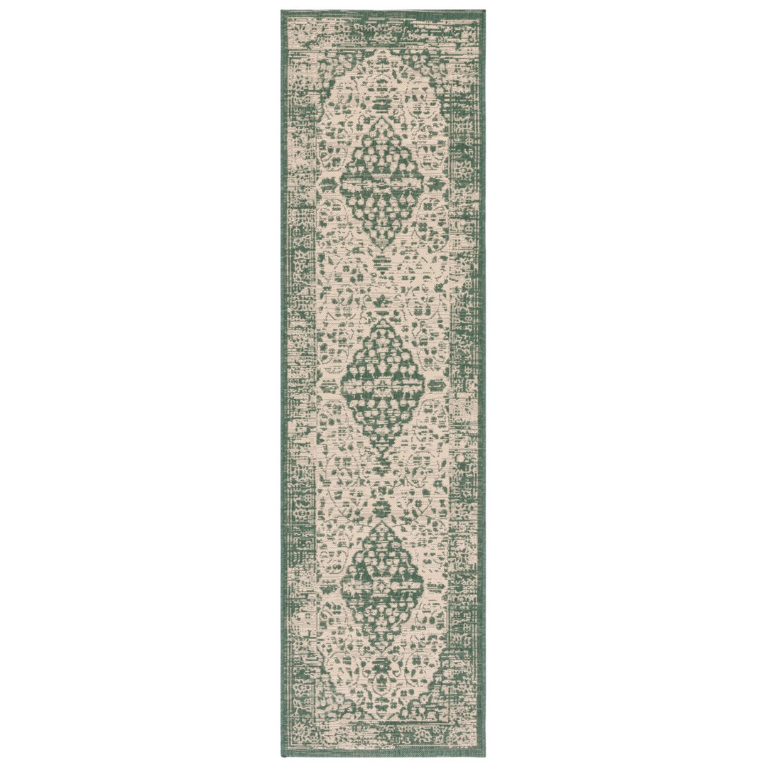 SAFAVIEH Outdoor CY6720-32212 Courtyard Beige / Dark Green Rug Image 1