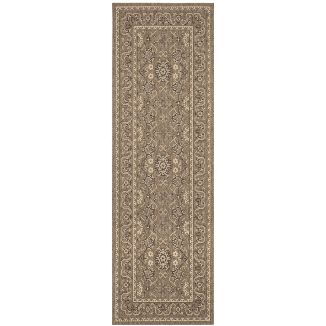 SAFAVIEH Outdoor CY6727-204 Courtyard Chocolate / Cream Rug Image 1