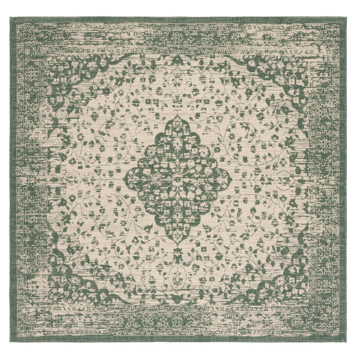 SAFAVIEH Outdoor CY6720-32212 Courtyard Beige / Dark Green Rug Image 1