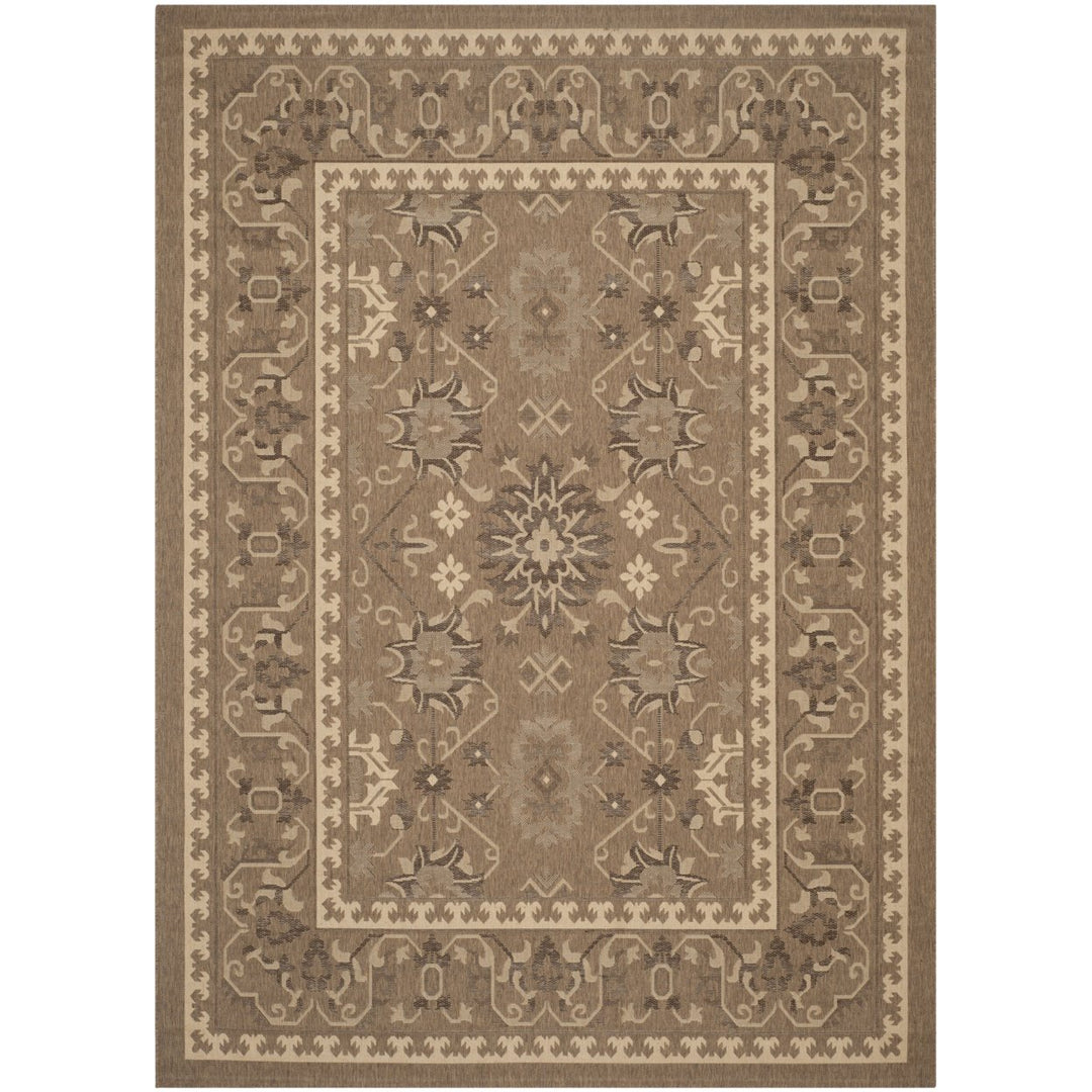 SAFAVIEH Indoor Outdoor CY6727-22 Courtyard Brown / Creme Rug Image 1