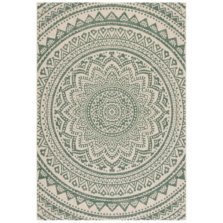 SAFAVIEH Outdoor CY6734-32212 Courtyard Beige / Dark Green Rug Image 1