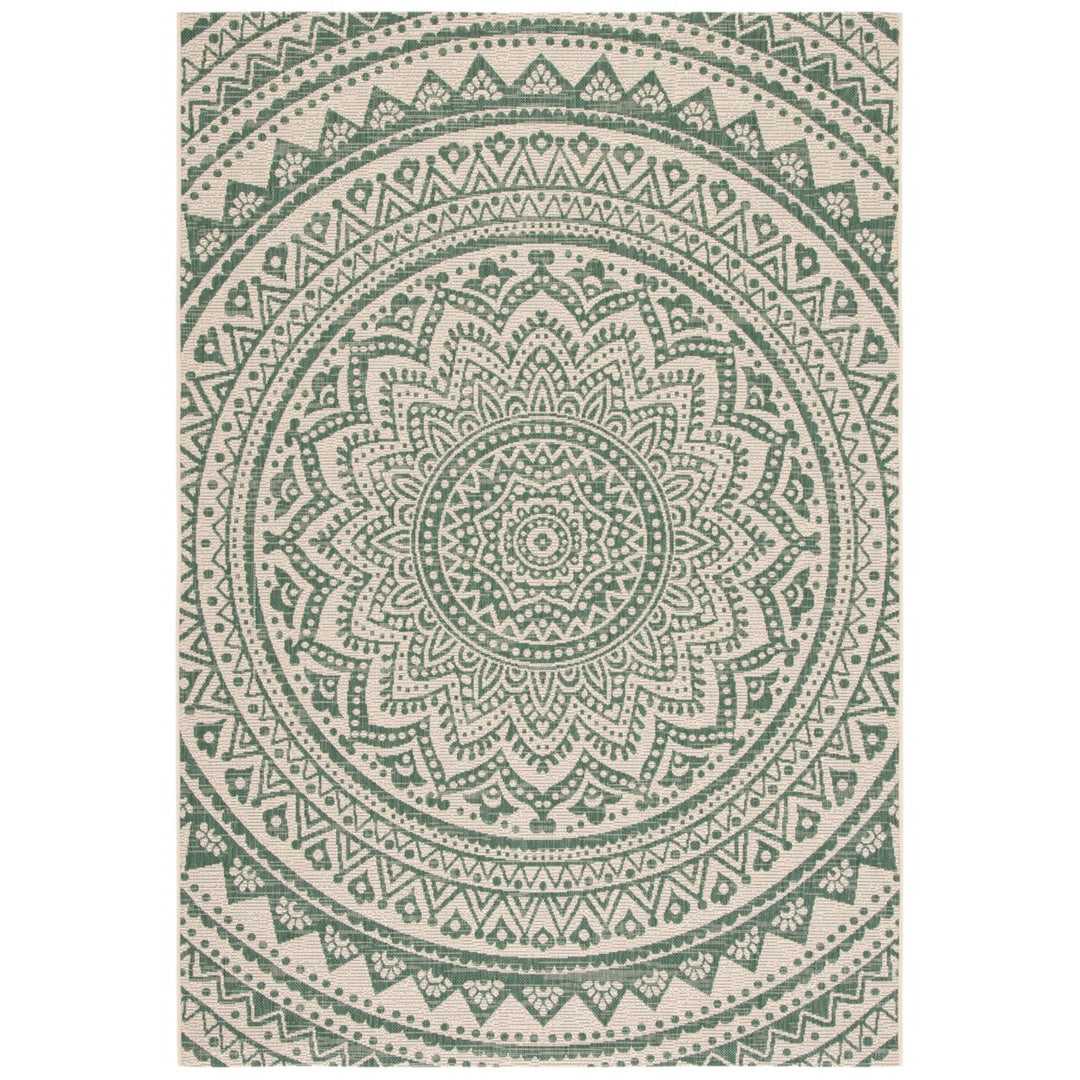 SAFAVIEH Outdoor CY6734-32212 Courtyard Beige / Dark Green Rug Image 1