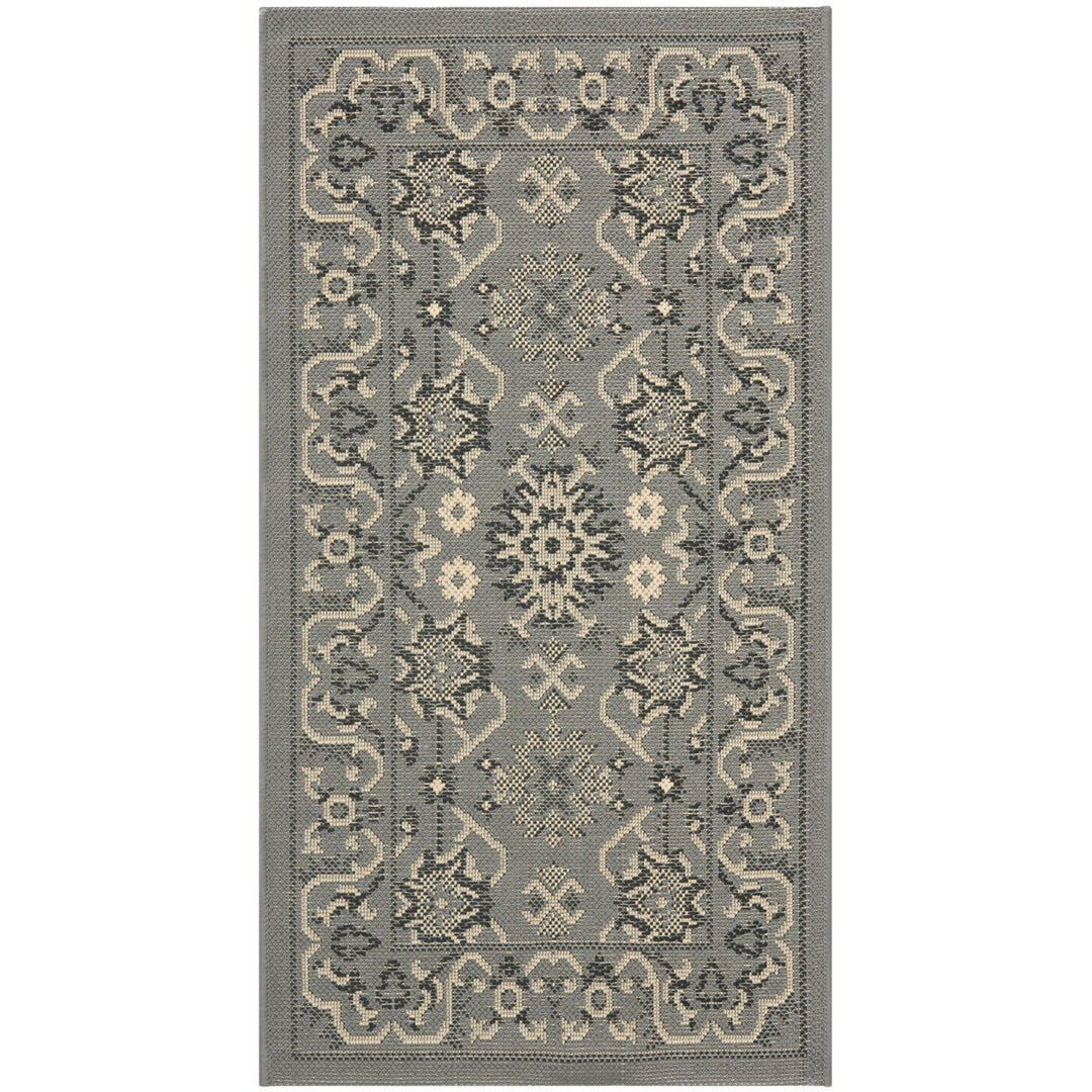 SAFAVIEH Indoor Outdoor CY6727-67 Courtyard Grey / Cream Rug Image 1