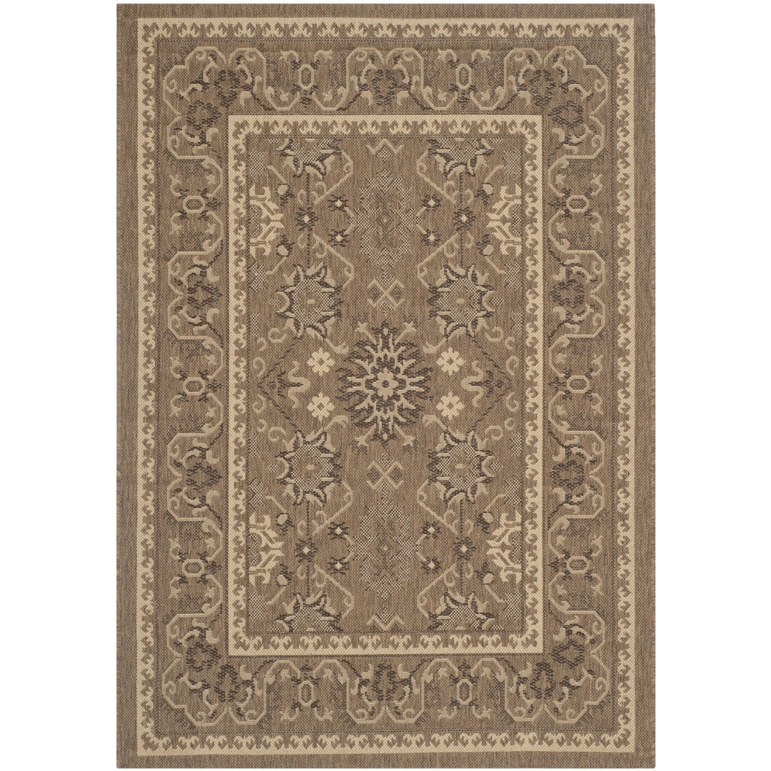 SAFAVIEH Indoor Outdoor CY6727-22 Courtyard Brown / Creme Rug Image 6