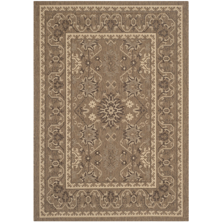 SAFAVIEH Indoor Outdoor CY6727-22 Courtyard Brown / Creme Rug Image 6