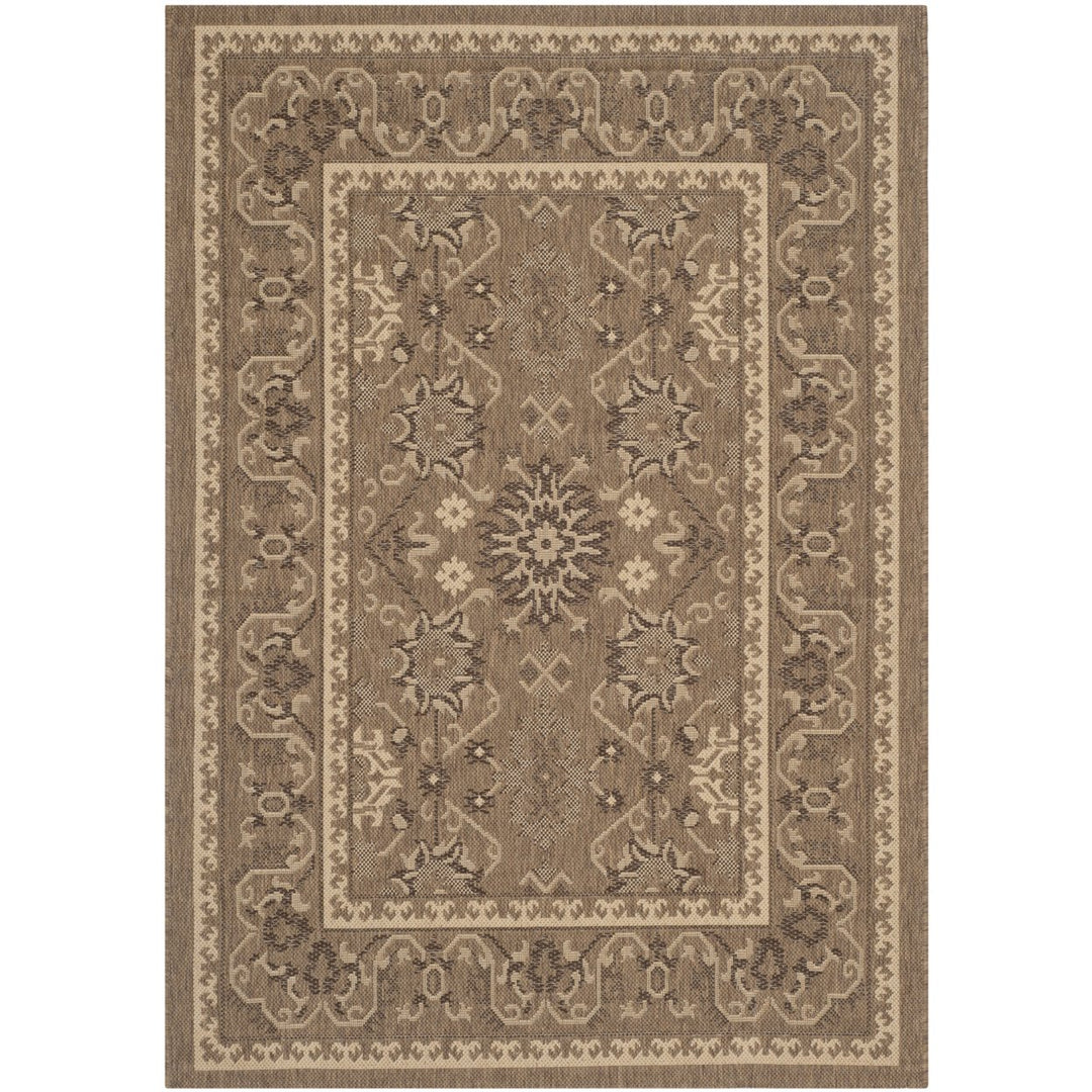 SAFAVIEH Indoor Outdoor CY6727-22 Courtyard Brown / Creme Rug Image 1