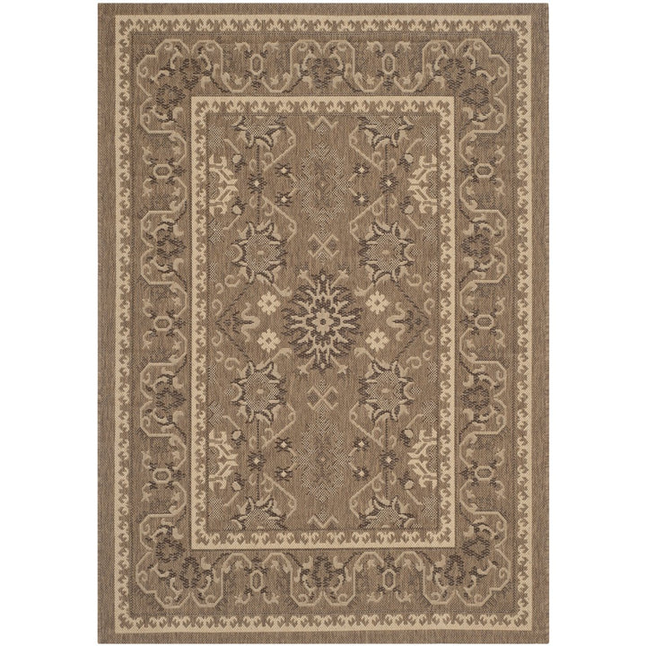 SAFAVIEH Indoor Outdoor CY6727-22 Courtyard Brown / Creme Rug Image 1