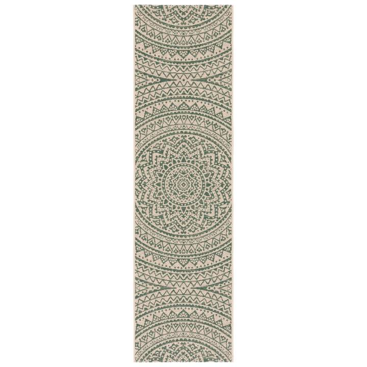 SAFAVIEH Outdoor CY6734-32212 Courtyard Beige / Dark Green Rug Image 1