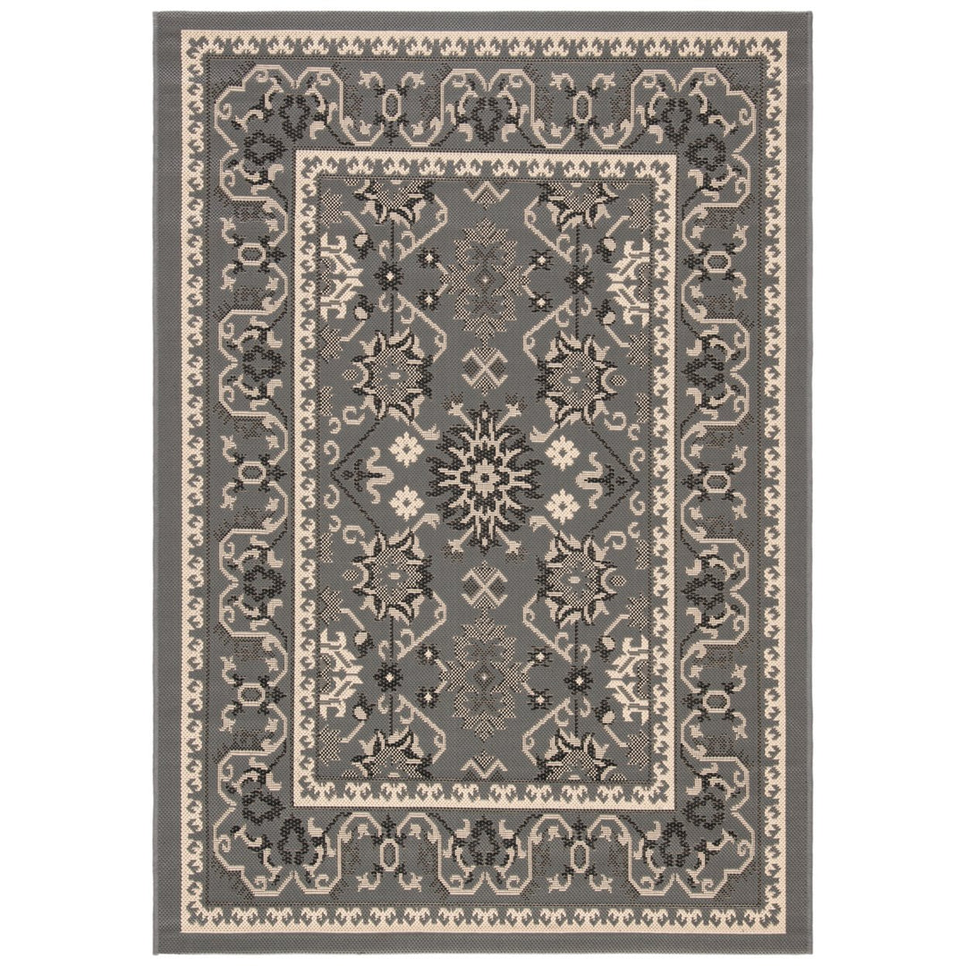 SAFAVIEH Indoor Outdoor CY6727-67 Courtyard Grey / Cream Rug Image 1