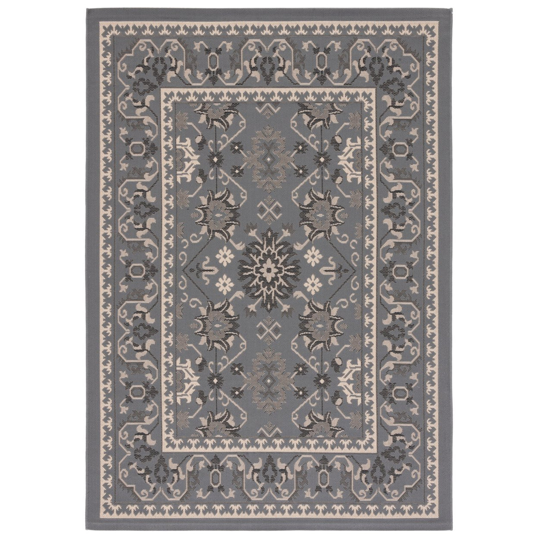 SAFAVIEH Indoor Outdoor CY6727-67 Courtyard Grey / Cream Rug Image 1