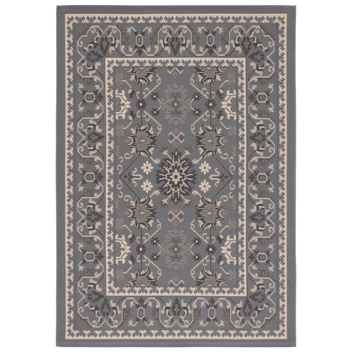 SAFAVIEH Indoor Outdoor CY6727-67 Courtyard Grey / Cream Rug Image 1