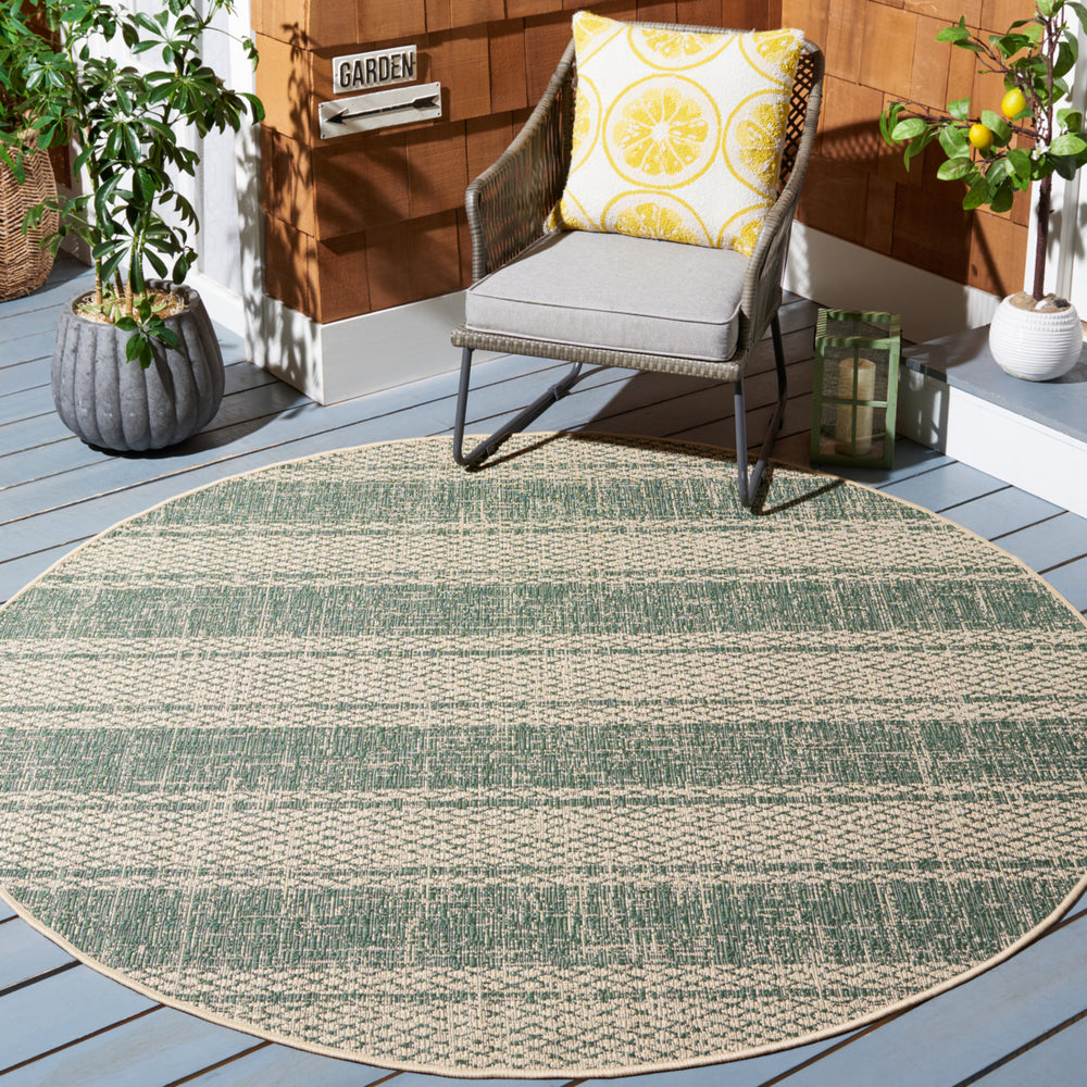 SAFAVIEH Outdoor CY6736-32212 Courtyard Beige / Dark Green Rug Image 2