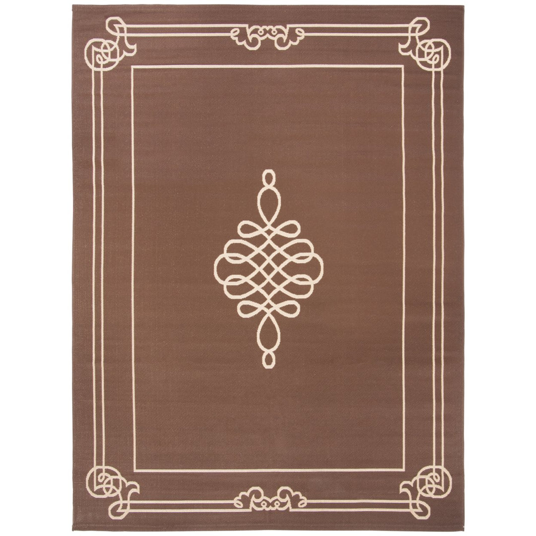 SAFAVIEH Outdoor CY6788-204 Courtyard Chocolate / Cream Rug Image 1