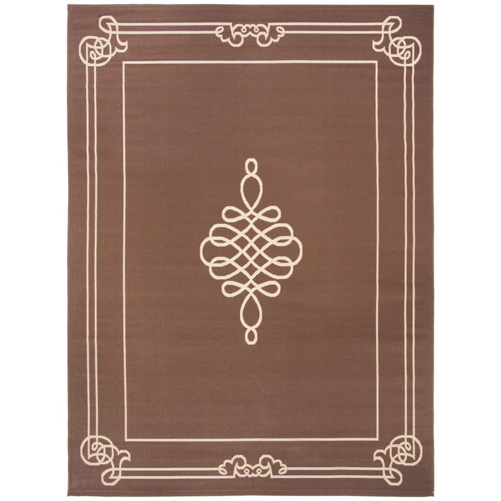 SAFAVIEH Outdoor CY6788-204 Courtyard Chocolate / Cream Rug Image 1