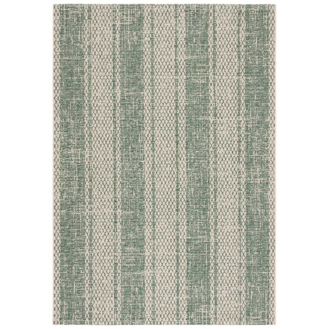 SAFAVIEH Outdoor CY6736-32212 Courtyard Beige / Dark Green Rug Image 1