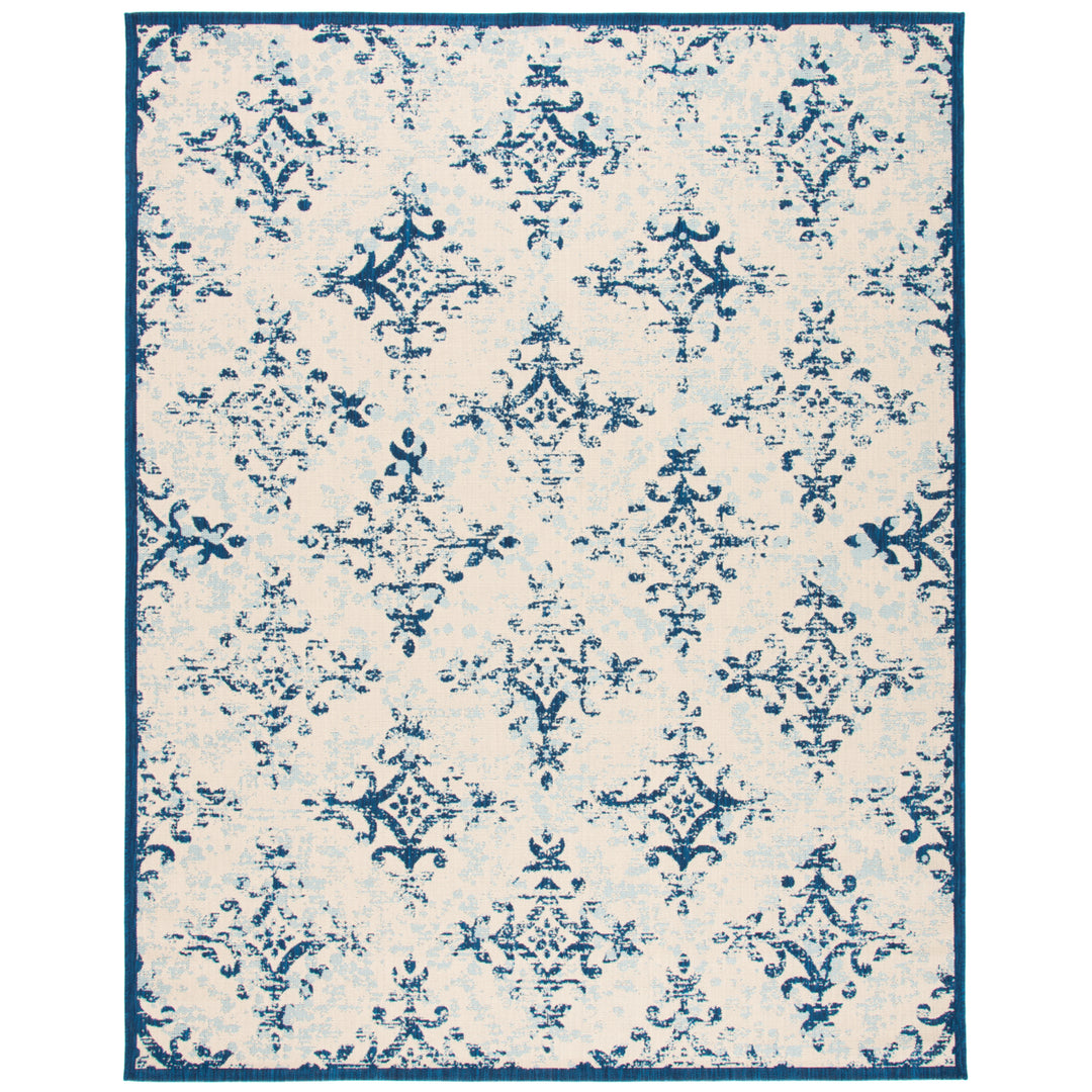 SAFAVIEH Outdoor CY6784-25812 Courtyard Ivory / Navy Rug Image 4