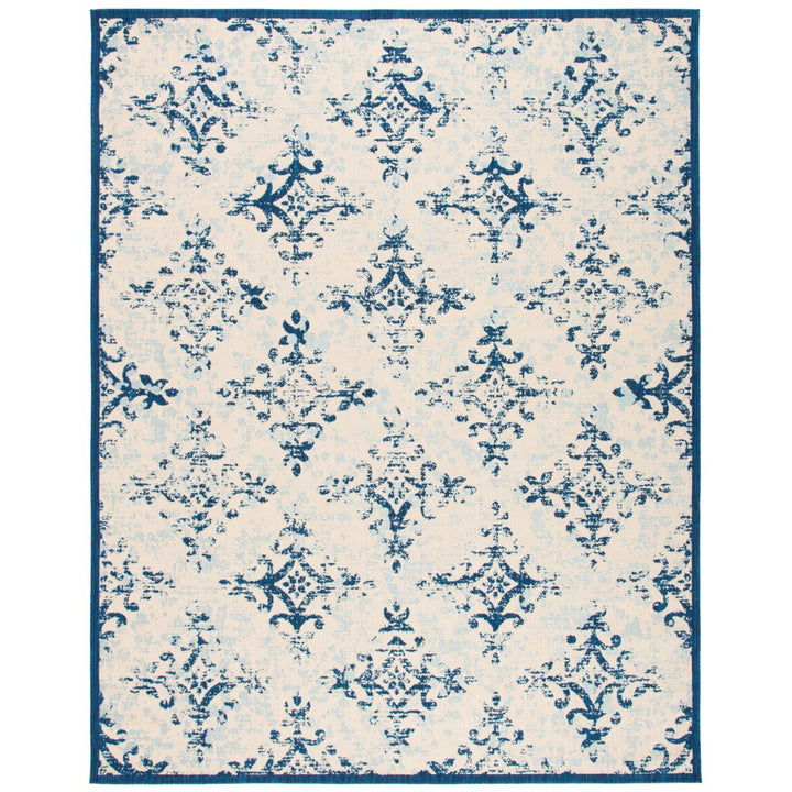 SAFAVIEH Outdoor CY6784-25812 Courtyard Ivory / Navy Rug Image 1