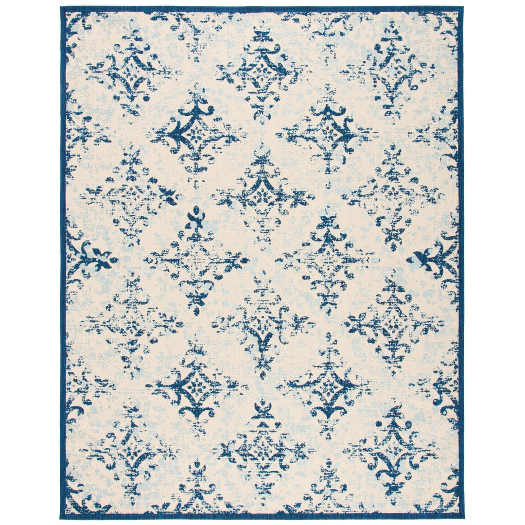 SAFAVIEH Outdoor CY6784-25812 Courtyard Ivory / Navy Rug Image 1