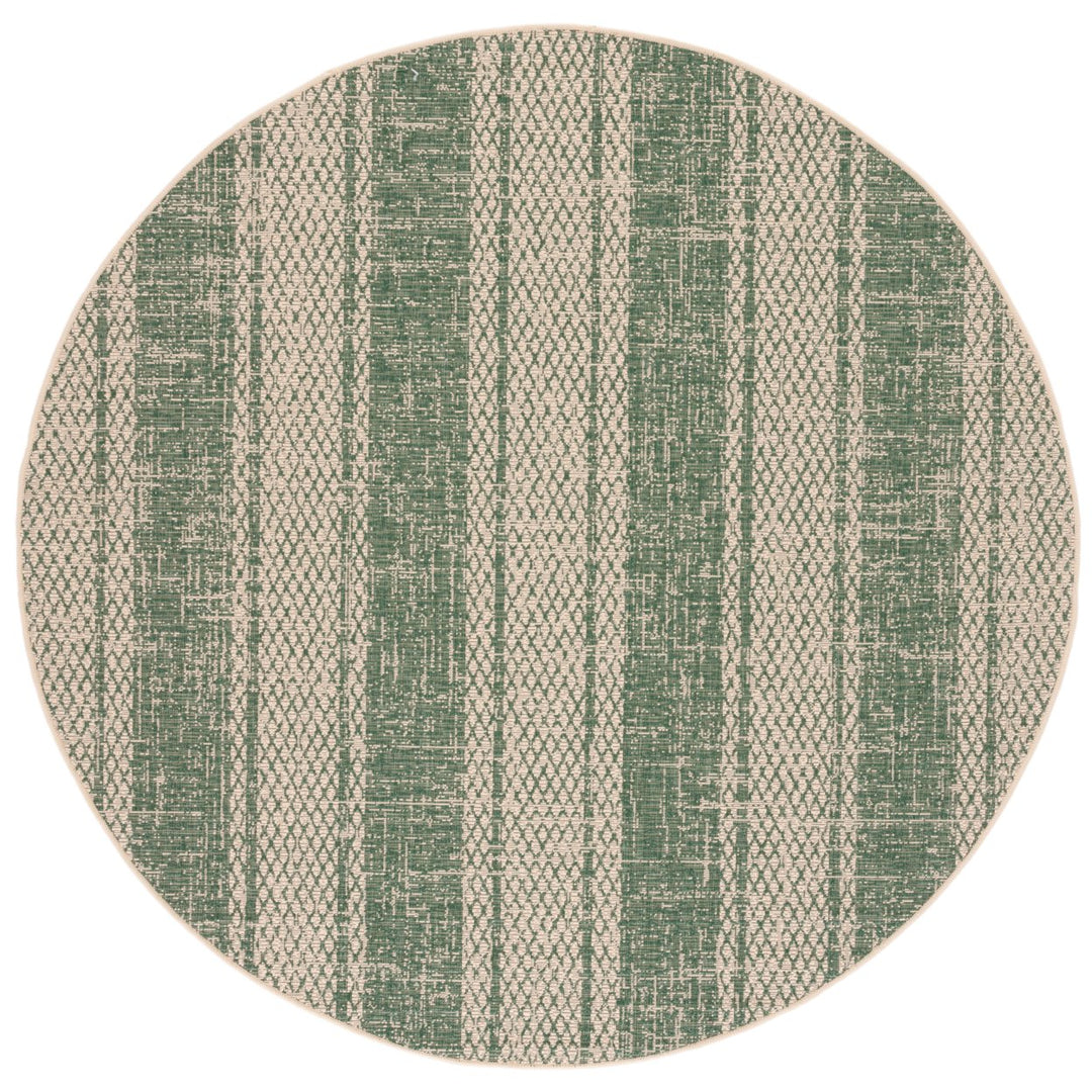 SAFAVIEH Outdoor CY6736-32212 Courtyard Beige / Dark Green Rug Image 1