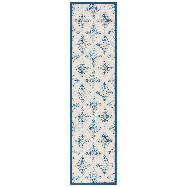 SAFAVIEH Outdoor CY6784-25812 Courtyard Ivory / Navy Rug Image 6