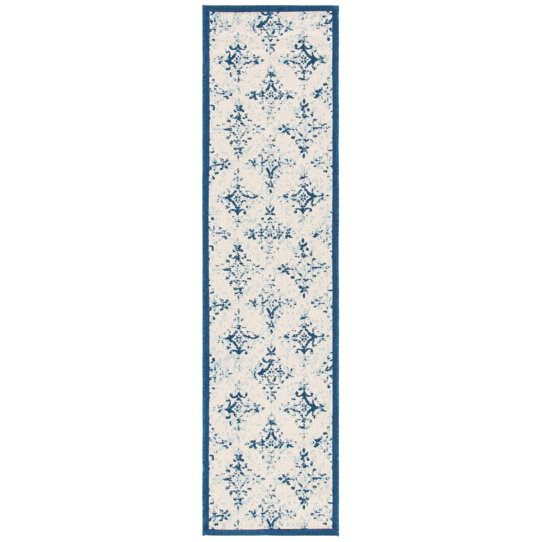 SAFAVIEH Outdoor CY6784-25812 Courtyard Ivory / Navy Rug Image 1