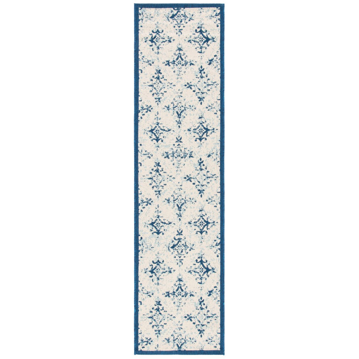 SAFAVIEH Outdoor CY6784-25812 Courtyard Ivory / Navy Rug Image 1