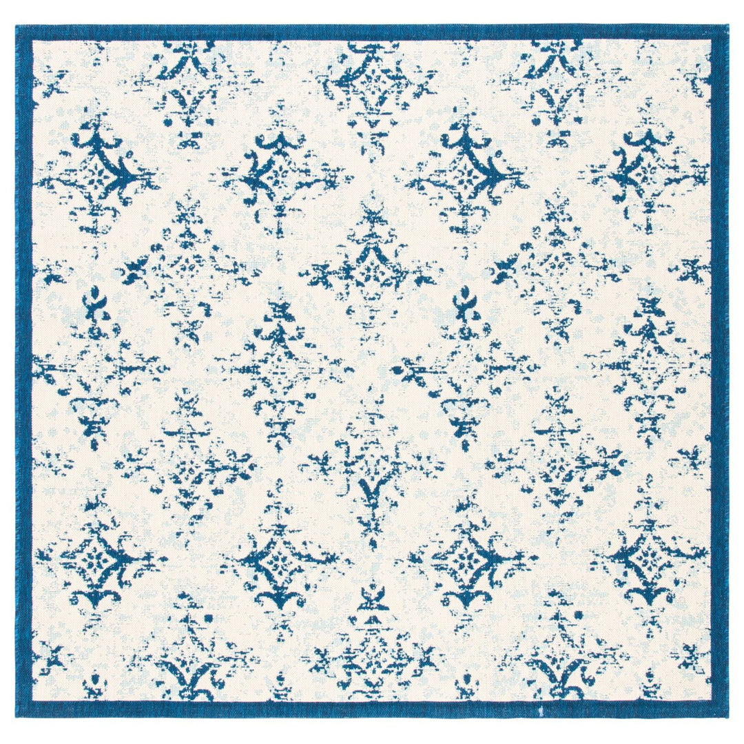 SAFAVIEH Outdoor CY6784-25812 Courtyard Ivory / Navy Rug Image 1