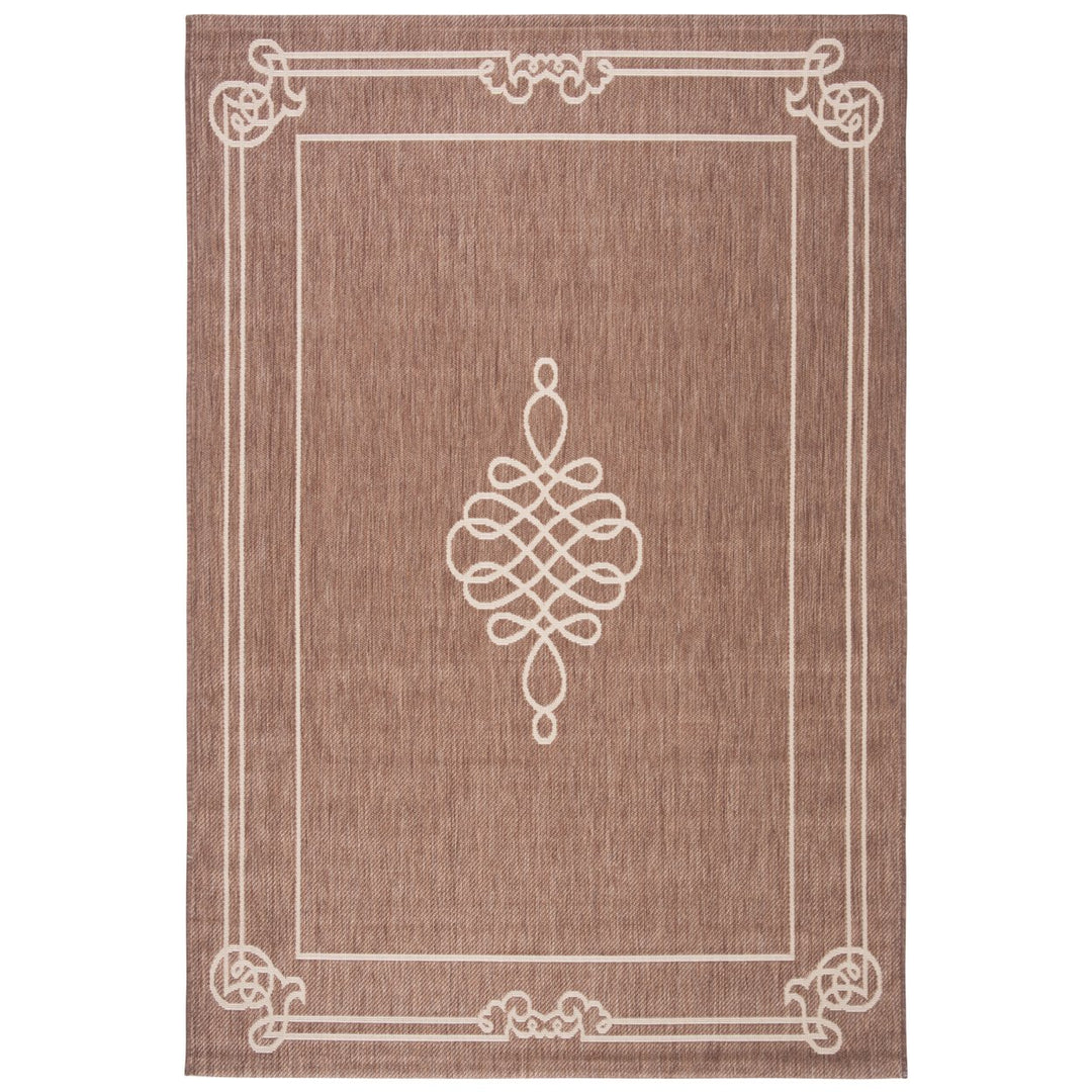 SAFAVIEH Outdoor CY6788-204 Courtyard Chocolate / Cream Rug Image 1