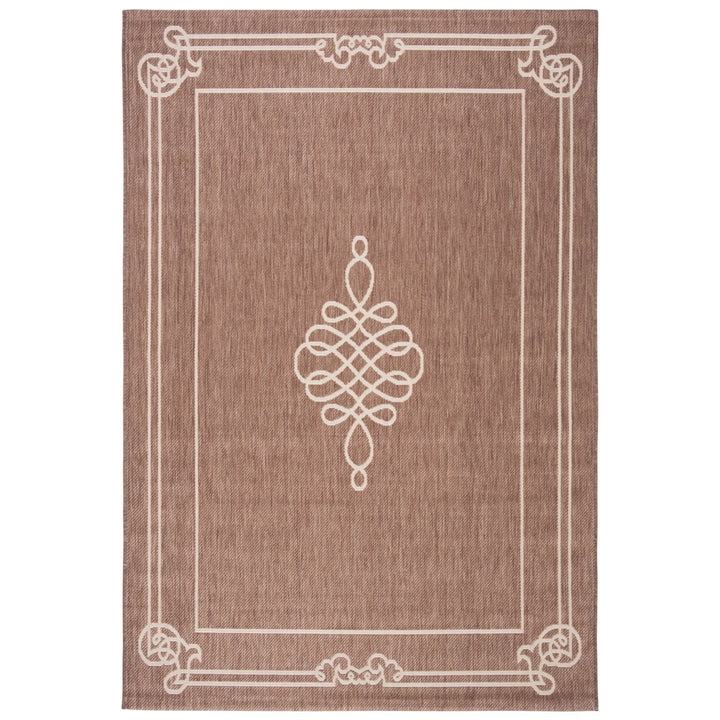 SAFAVIEH Outdoor CY6788-204 Courtyard Chocolate / Cream Rug Image 1