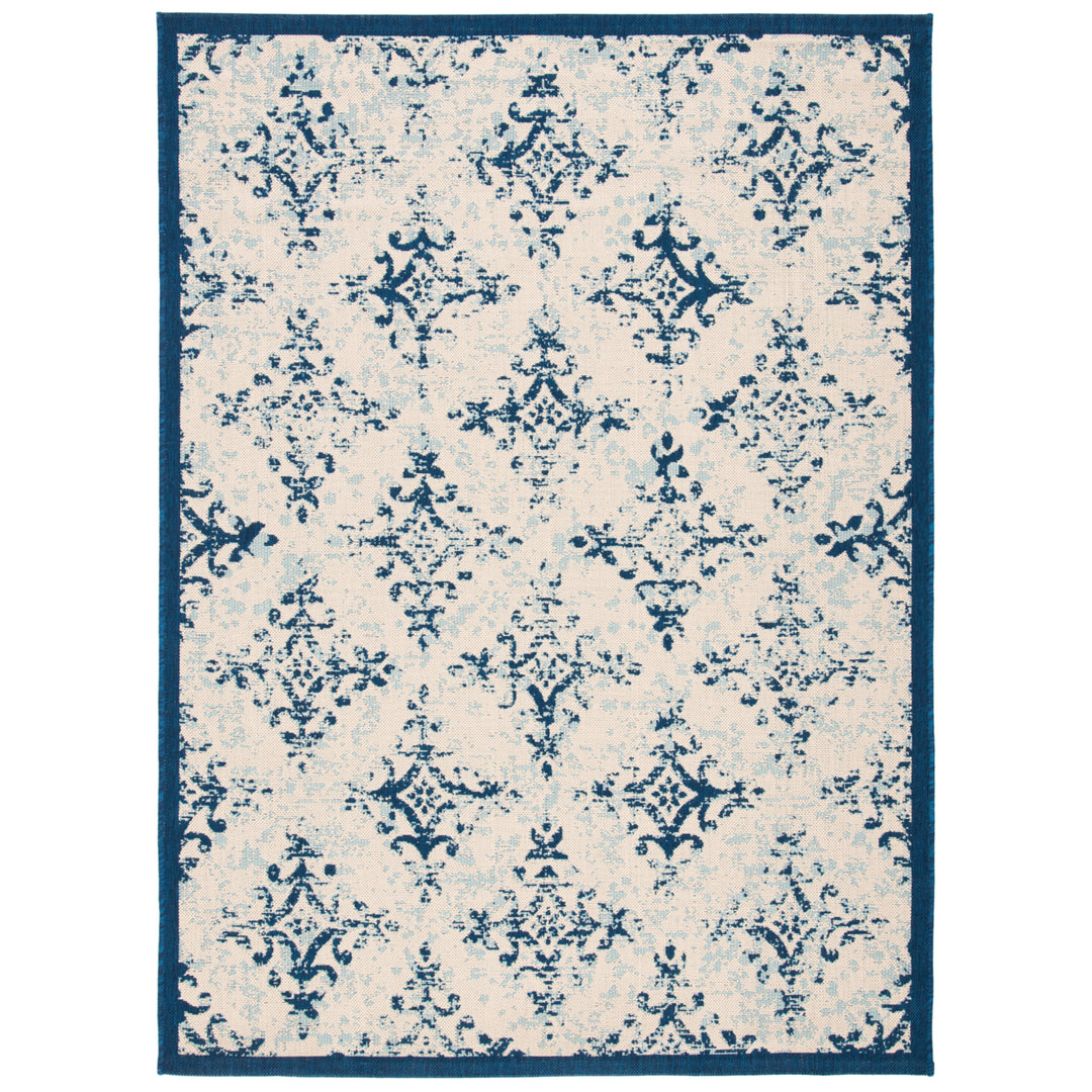 SAFAVIEH Outdoor CY6784-25812 Courtyard Ivory / Navy Rug Image 10