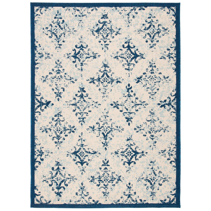 SAFAVIEH Outdoor CY6784-25812 Courtyard Ivory / Navy Rug Image 1