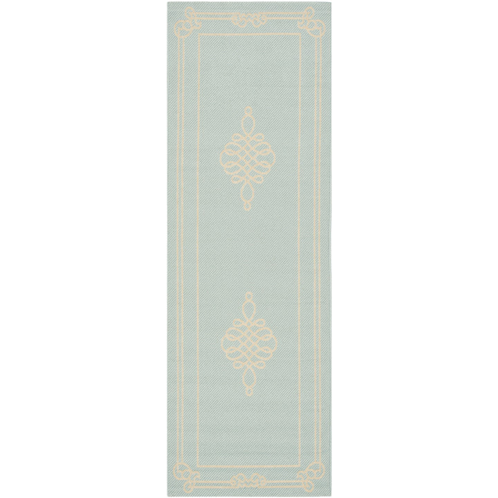 SAFAVIEH Indoor Outdoor CY6788-25 Courtyard Aqua / Cream Rug Image 4