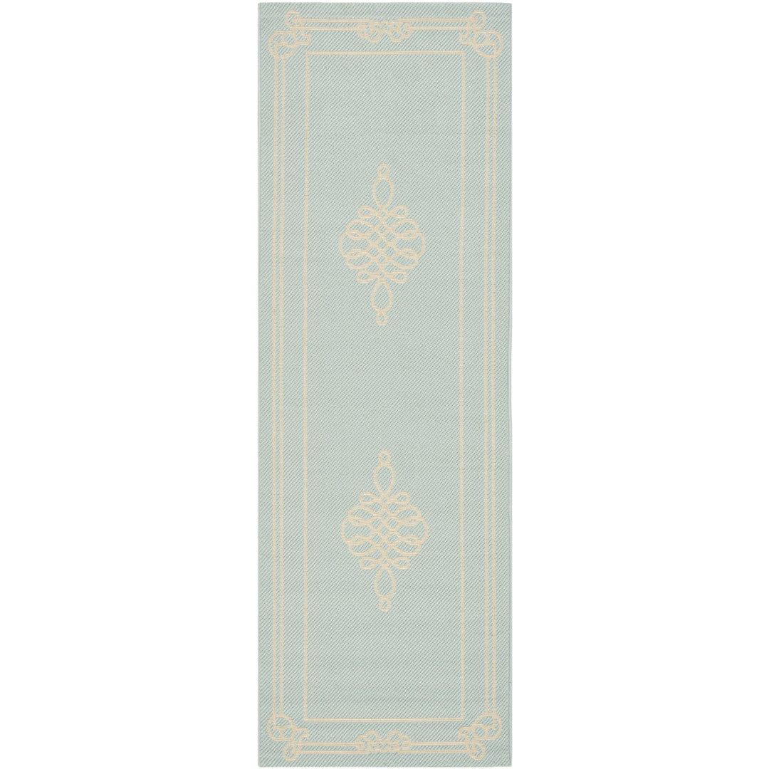 SAFAVIEH Indoor Outdoor CY6788-25 Courtyard Aqua / Cream Rug Image 1