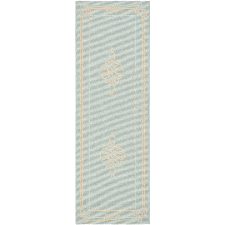 SAFAVIEH Indoor Outdoor CY6788-25 Courtyard Aqua / Cream Rug Image 1